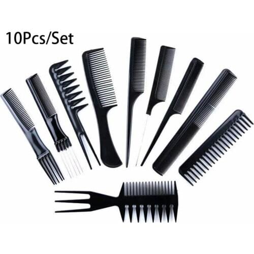 10Pcs/Set Professional Hair Brush Comb Salon Barber Anti-static Hair Combs Hairbrush Hairdressing Combs Hair Care Styling Tools