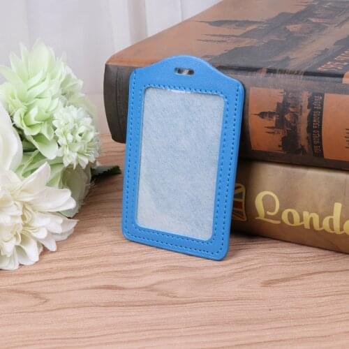 2020 Fashion Women Men 10 Color ID Window Business Work Card Holder Leather Case Badge Vertical Type Solid Unisex Card Organizer