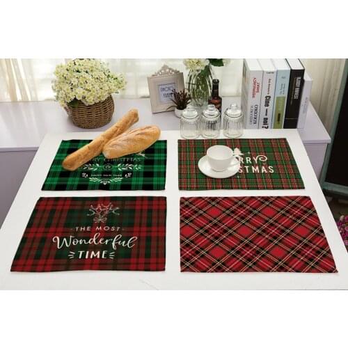 24 Styles Christmas Placemat Floral Print Table Mat Heat Insulation Pad Decorative Mat for Home Restaurant
