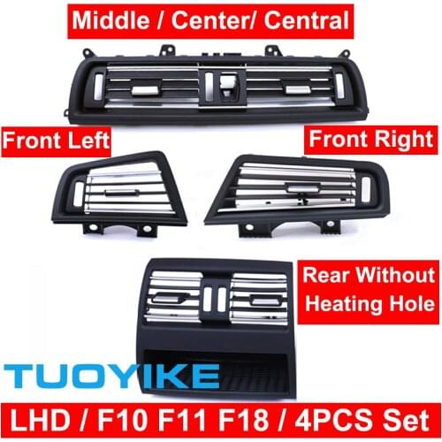 4PCS LHD Car Front Left Right Central Rear N Hole Air Conditioner Vent Grille Outlet Panel Chrome Plate For BMW 5 Series F10 F18