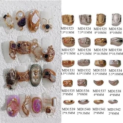 50pcs/bag Nail Art Metal 3D Charms Different Irregular Old-Fashion Shapes Nail Art Deco MD1523-1542