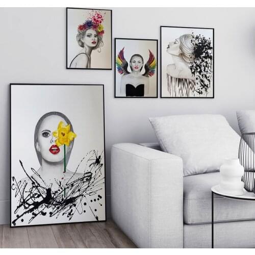 Abstract Flower Avatar Fashion Girl Canvas Painting Wall Painting Prints Posters Wall Art Bedroom Living Room Modern Home Decor