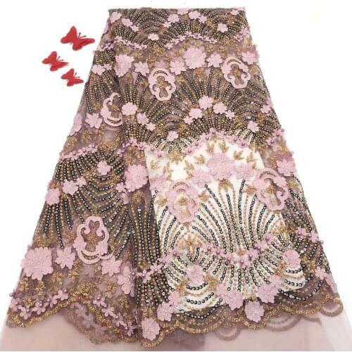 African Mesh Lace Fabric 2021 High Quality Nigerian Wedding Dress Lace Fabric Sequined French Tulle Lace Fabric J0392