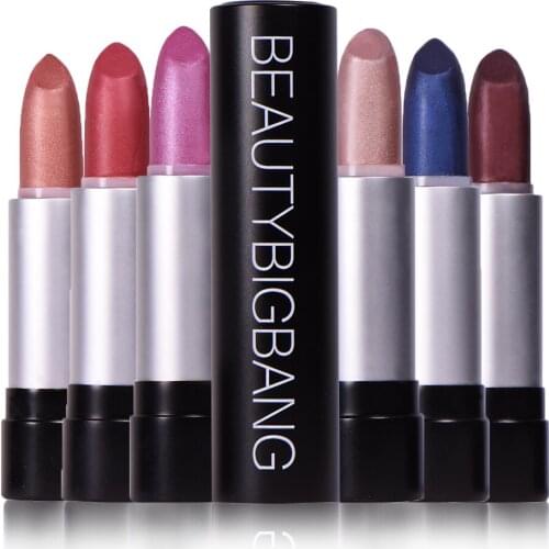 BEAUTYBIGBANG 1Pcs Lipstick Lip Cosmetics Pigment 12 Colors Long Lasting Matte Sexy Lips Metallic Lipstick