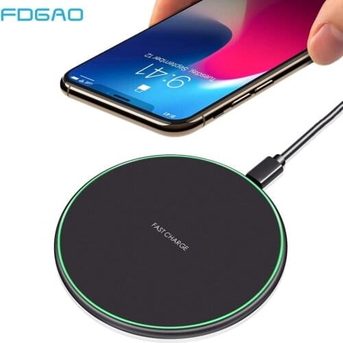 FDGAO 15W Qi Fast Charging Wireless Charger For iPhone 12 11 X XR XS 8 Samsung Note 20 10 S20 S10 S9 USB Tpye C Quick Charge Pad