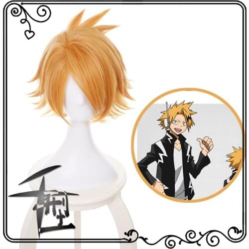 Boku no Hiro Akademia Kaminari Denki short wig My Hero Academia Denki Kaminari Golden Cosplay Wig+Wig Cap