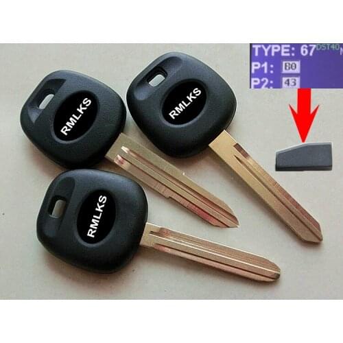 RMLKS Transponder 4D67 Chip Key For Toyota 03-10 Avalon Camry Corolla 4D67 Chip Uncut TOY43 Blade