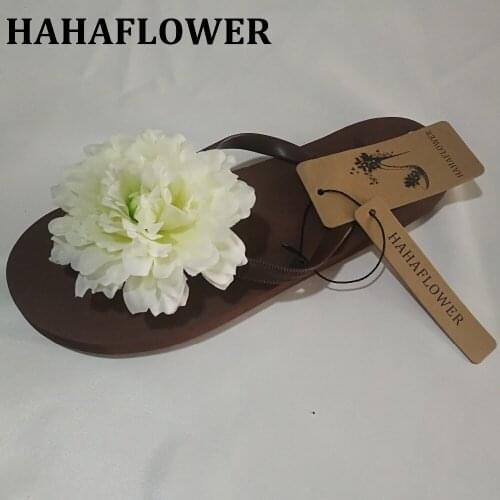 HAHAFLOWER Flower, ladies, slippers, sandals, women, white flowers, beach shoes, 2018 fashionable outdoor apartments