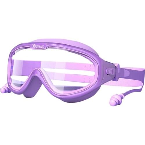 Children Swimming Goggles Waterproof Anti-Fog UV Protection Clear Wide Vision Swim Glasses With Earplug Silicone Swim Goggles