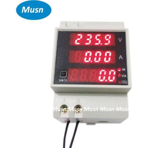 Din rail LED display voltmeter ammeter with active and reactive power and power factor Din-rail range AC 80.0-300.0V 0-100.0A
