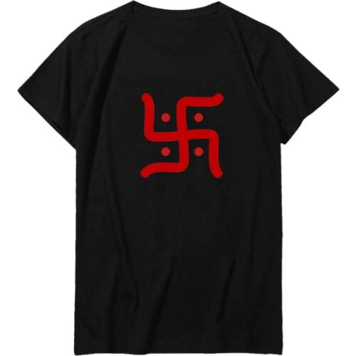 Vintage Fashion Mens T-shirt Hindu Swastika Oversized Short Sleeve Summer Tshirts Harajuku Print T Shirts Men clothing