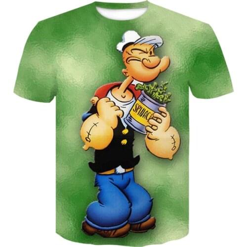 2021 new popeye 3D Printed t shirt Fashion Unisex Tshirt Personality tshirt Hip Hop Streetwear Male t-shirt men clothing