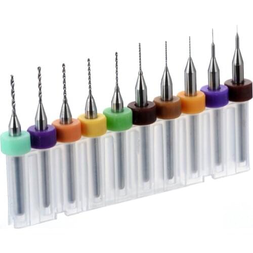 Silver End Mill Engraving Bits for CNC PCB Machinery 0.8mm-1.8mm Pack of 10