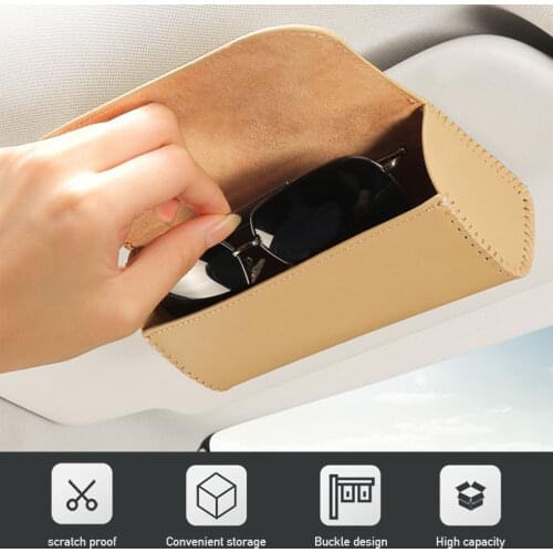 PU Leather Car Sunglasses Case Interior Sun Visor Storage Box Auto Sunshade Plate Bag Glasses Storage Bag Mount Automotive Goods