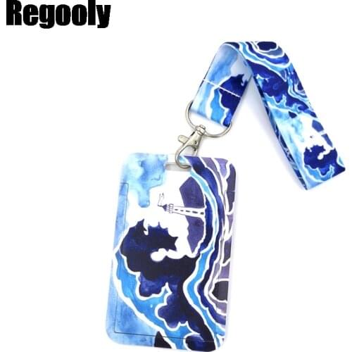 Kanagawa Hokusai Waves Key lanyard Car KeyChain ID Card Pass Gym Mobile Phone Badge Kids Key Ring Holder Jewelry Decorations