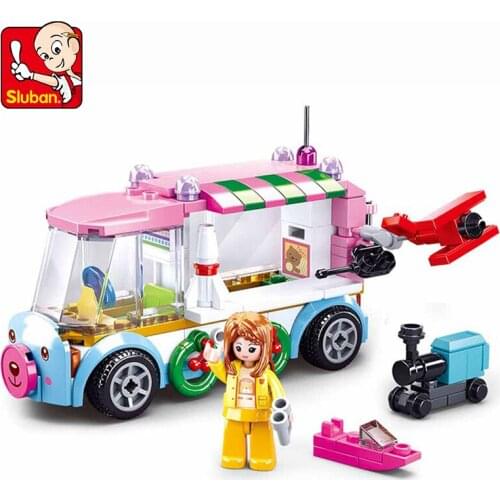 Sluban Winter City series Car Building Blocks Street View Creator Model Bricks Toys New Year Gifts 143 PCS DIY Model Cities