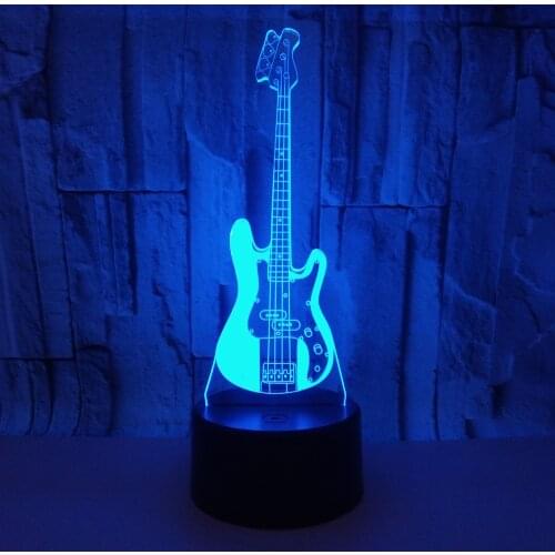 LED Guitar 3D Night Light Acrylic USB Colorful Remote Touch 3D Illusion lamp Musical Instruments Atmosphere Lamp Best Toy Gift