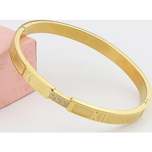 Fashion Stainless Steel Love Jewelry letter Roman Numerals Inlaid Crystal Bracelet For Woman Bracelet Party Gift Wholesale