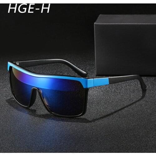 HGE-H Oversized Square Sunglasses Men Sports Style Fashion Big Frame Windproof Sun Glasses Outdoor Travel Goggles Male UV KD85