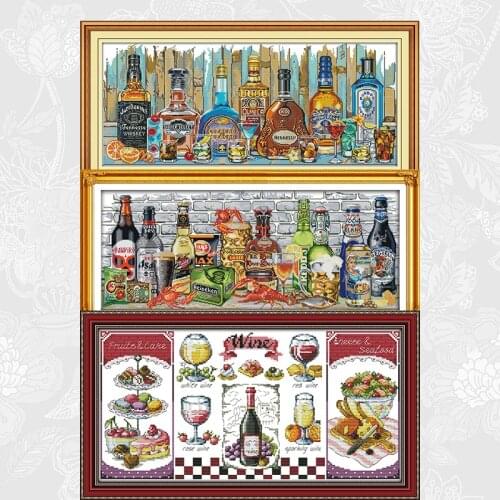 Wine and Dessert DIY Handmade Needlework Chinese Cross-stitch Kits DMC 11CT 14CT Printed Canvas Cross Stitch Embroidery Sets