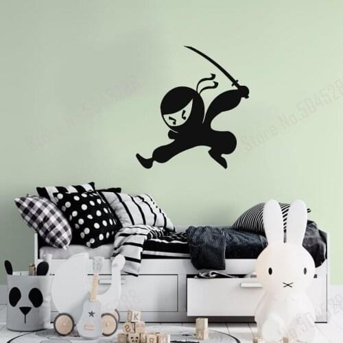 Ninja Wall Decal Samurai Wall Sticker Warrior Wall Decor Decals for Boys Nursery Baby Room Kids Boys Room Decor Art Design Z676