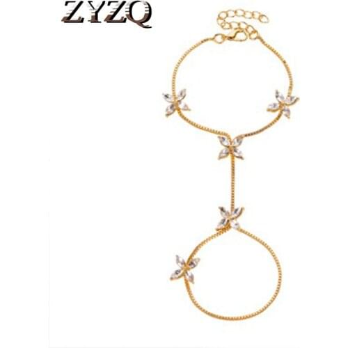 ZYZQ Creative Bracelets For Women With Dazzling Marquise Cubic Zircon Stone Lovely Elegant Flower Shaped Bracelets Wholesale