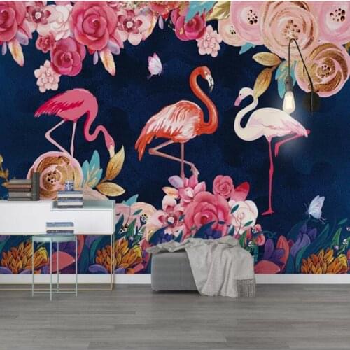 Wallpapers YOUMAN Custom Wallpaper 3D Stereoscopic Embossed Flamingo Case Modern Abstract Art Wall Mural Living Room Bedroom