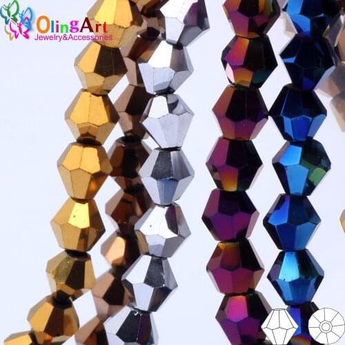 OlingArt 3/4/6/8mm Many colors mixed Bicone Beads Crystal Bead Loose Spacer DIY necklace jewelry making