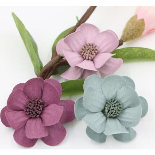 Wholesale Colorful Printing Suede Cartoon Camellia Rose Flowers Handmade Microfiber Floral Diy Jewelry Garments/Hair Accessory