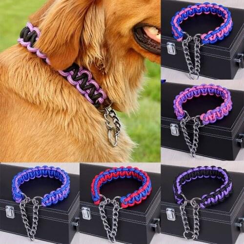 2021 New High Quality Colorful Collar Large Dog German Shepherd Walk The Dog P Chain Adjustable Nylon Pet Collars