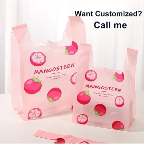 Fruit Design Plastic Gift Bags Plastic Shopping Bags With Handle Christmas Wedding Party Favor Bag Can Be Customized Logo