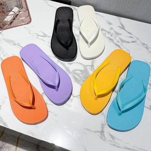 Simple Solid Color Comfortable Slippers Women Summer Fashion Casual Wear Non-Slip Couple Flip Flops Breathable Beach Shoes qq600