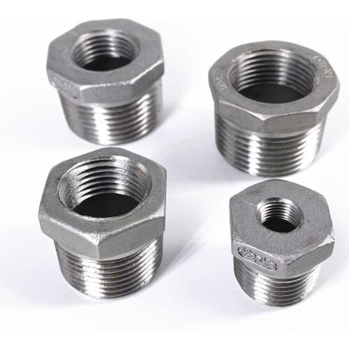1/8" 1/4" 3/8" 1/2" 3/4" 1" 1-1/4" NPT Male To Female Thread 304 Stainless Steel Reducer Pipe Fitting Bushing Connector