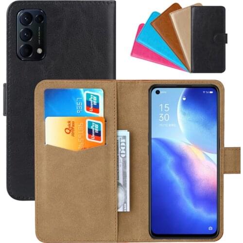 Luxury Wallet Case For OPPO Reno5 K 5G PU Leather Retro Flip Cover Magnetic Fashion Cases Strap