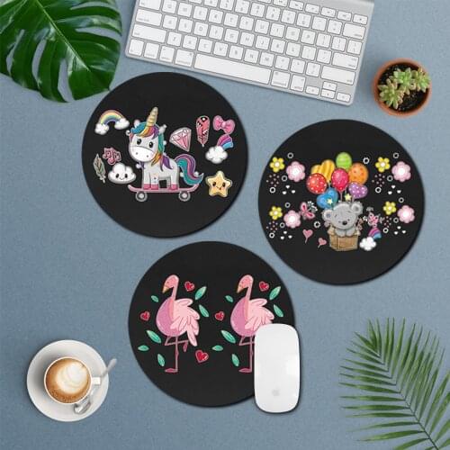 Cute Cartoon Leather Waterproof Desktop Mouse Pad Stylish Simplicity and Round Shape for Notebook Desktop Computer Mouse Pad