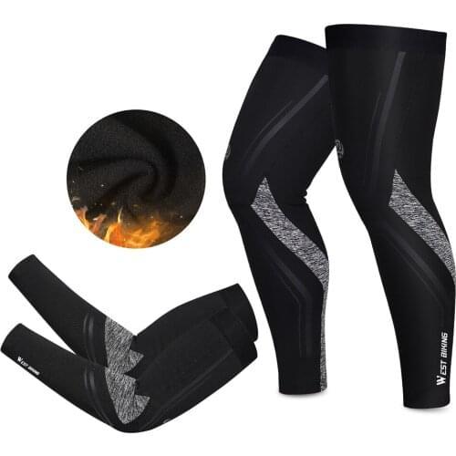 WEST BIKING Sports Arm Sleeves Winter Leg Cover Cycling Windproof Leg Sleeve Arm Sleeves Set Outdoor Fitness Sleeve