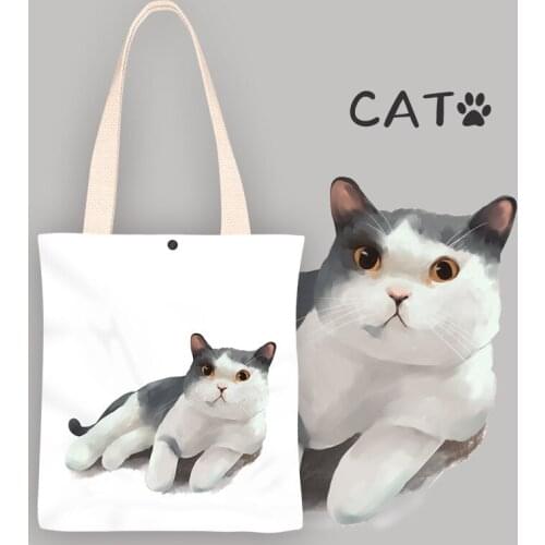 Collage Student Handbag Women 3D Cat Print Canvas Bag Ladies Hand Bags Casual Tote Bag Women Shoulder Bag Shopper Bag Bolso Muje