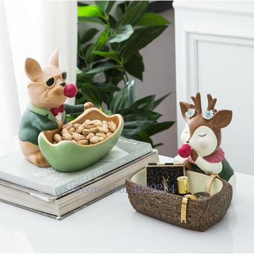 Creativity Resin Storage Ornaments Desktop Cartoons Lovely Animal Fruit Dish Storage Organization Modern Home Decoration