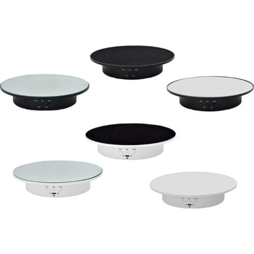 4X7B 3 Speeds 20cm Intelligent Electric Rotating Display Stand Mirror Turntable Jewelry Holder Battery/USB Power