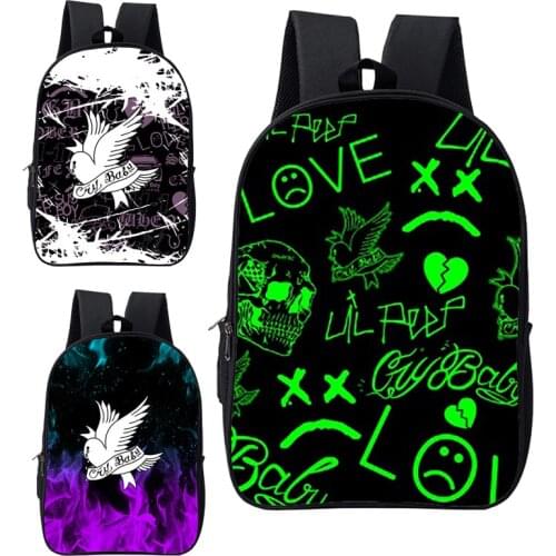 Hip Hop Rapper Lil Peep Bag Backpack Men 3D Print Hellboy Lil.peep Double Layer 16 Inch Bookbag School Bags for Teenage Girls