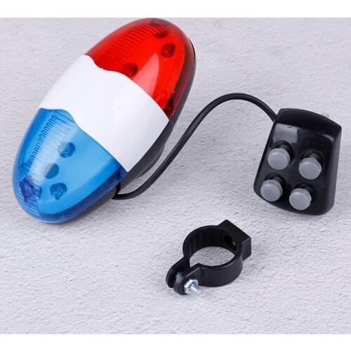 1x Bicycle Bell 6 LED 4 Tone Bicycle Horn Bike Call LED Bike Police Light Electronic loud Siren Kid Accessories Bike Scooter MTB