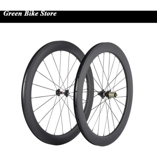 High Quality 700C 60mm Clincher Tubular Carbon Fiber Bike Road Wheels Bicycle Racing Wheelset Basalt Brake Surface China wheel