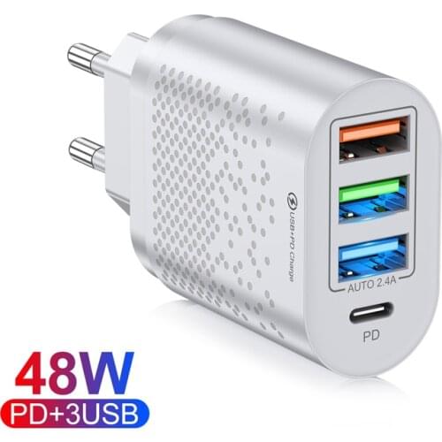 EU/US/UK Plug USB Charger 2.4A Quick Charge 3 Port 48W Mobile Phone Charger For iPhone Samsung Xiaomi Huawei