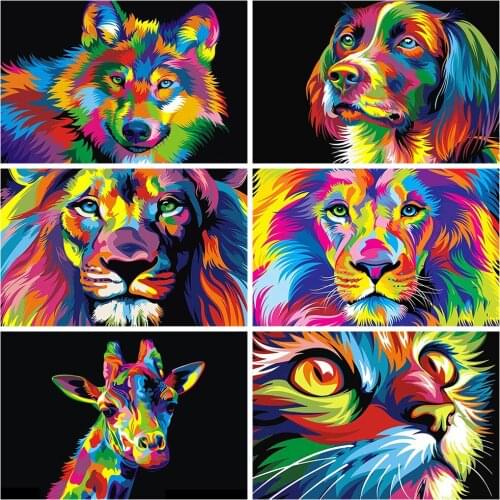 DIY 5D Diamond Painting Animal Lion Dog Cross Stitch Kit Full Drill Embroidery Mosaic Art Picture of Rhinestones Home Decor Gift