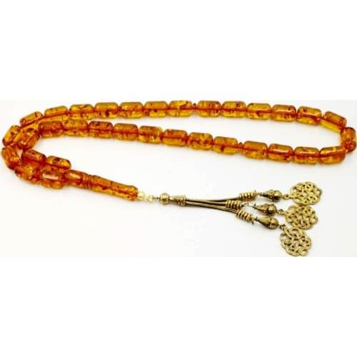 Ambers tasbih Muslim rosary Bronze metal tassels Ramadan gift for Eid or Birthday present