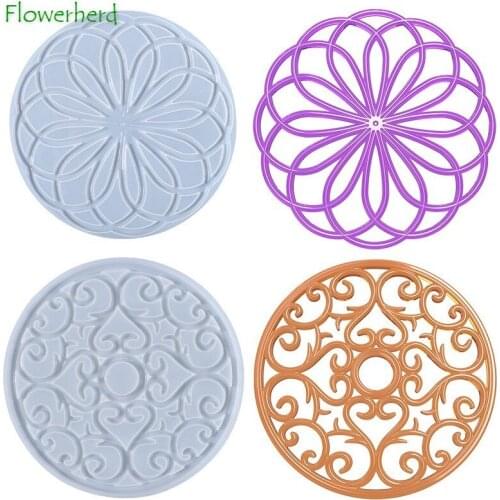 Large Crystal Epoxy Resin Molds Mandala Coaster Silicone Mold DIY Fondant Cake Mould Cake Decorating Tools Jewelry Table Decor