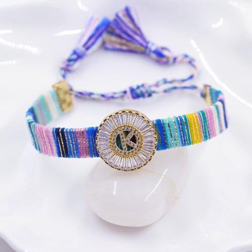 2020 Men Classic Bohemia Letter Bracelet Women Fashion Initial 26 Alphabet Name Braiding Rainbow Rope Bangle For Couples Jewelry