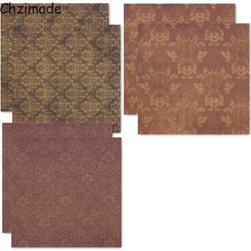 Chzimade 6sheet Vintage Flower Printed Scrapbooking Paper Pack For Card Making Handmade Background Decorative Paper Crafts