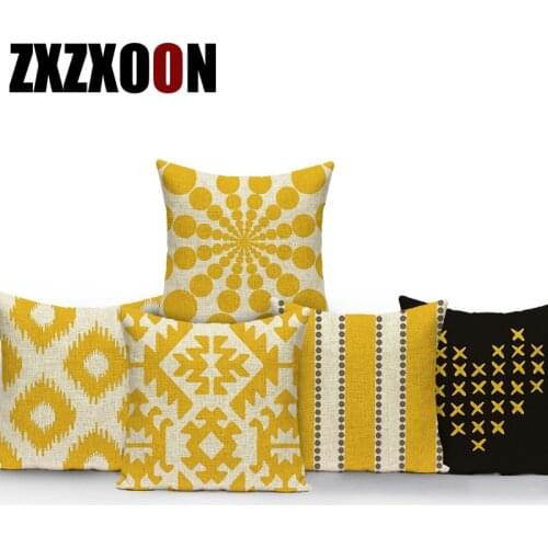 Decorative throw pillows case black yellow geometric stripe wave letter sofa home pillow cover decorative for living room