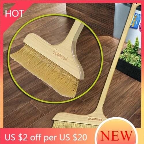 Wooden Kitchen Broom Brush Long Handle Straw Pet Hair Natural Plant Dustpan Metal Lobby Home Recogedor Garbage Collector ZZ50SB